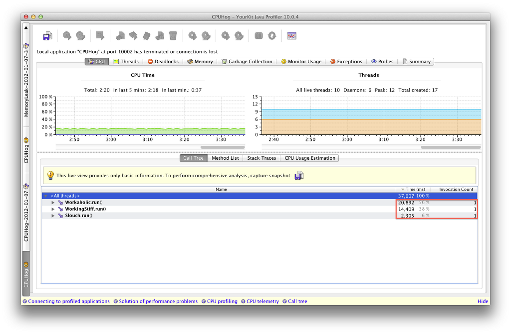 3. Deadlock detector - Deadlock found pop-up window